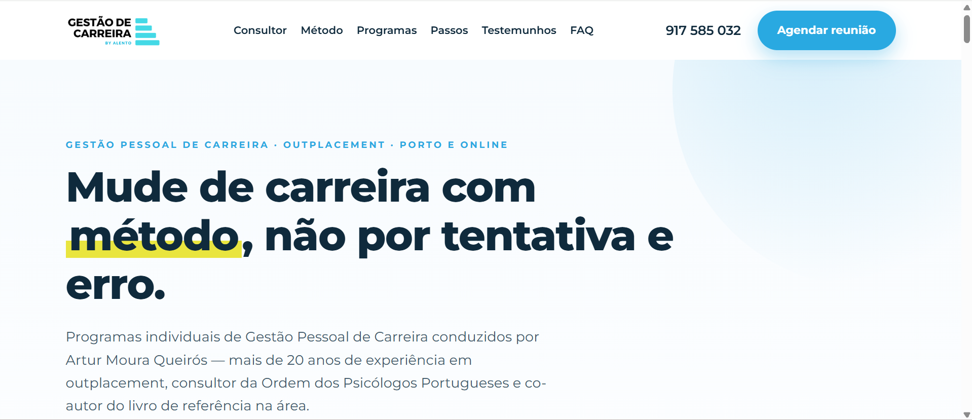 Site Alento Carreiras — outplacement e coaching de carreira